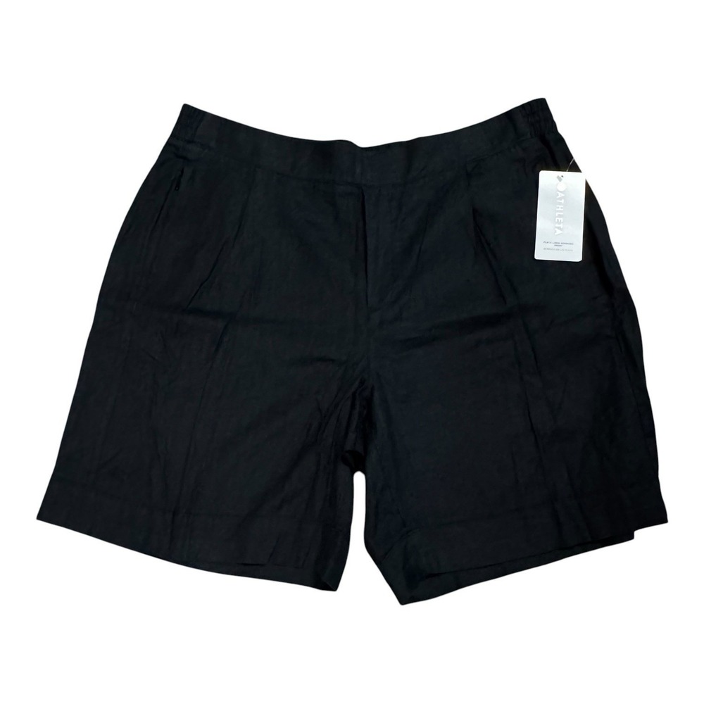 Athleta Playa Linen Bermuda Shorts Womens 20 Black Elastic Waist New